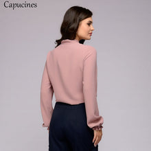 Load image into Gallery viewer, Capucines Elegant Bow Tie Women Shirt Spring Autumn Ladies Solid Long Sleeve Chiffon Shirts Casual Blouses Vintage Tops Blusas
