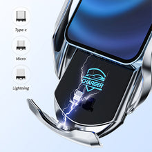 Load image into Gallery viewer, Car Phone Holder with 15W Wireless Charger for All Mobile Phones Magnetic Connector USB Infrared Sensor Phone Holder Mount
