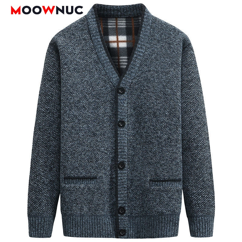 Cardigan 2021 Men's Fashion Sweaters New Outdoors Solid Long Sleeves Thick Classic Keep Warm Male Spring Autumn Winter MOOWNUC