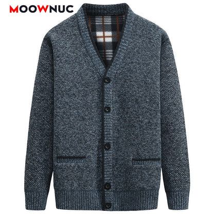 Cardigan 2021 Men's Fashion Sweaters New Outdoors Solid Long Sleeves Thick Classic Keep Warm Male Spring Autumn Winter MOOWNUC