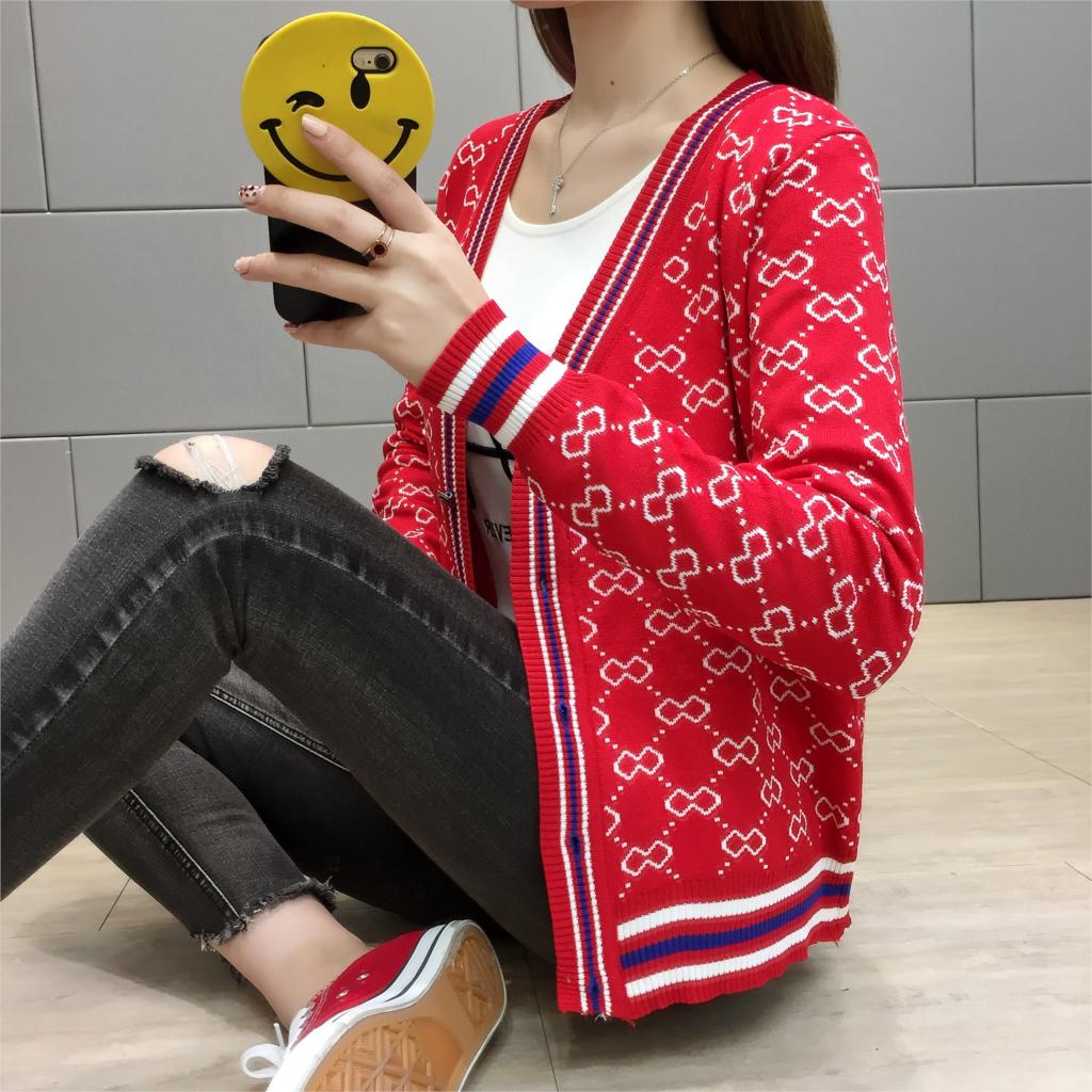 Cardigan Sweater Fabric Luxury Coat Women V-neck and Button Placket Long Sleeve on Sale Winter Oversize Airy Rib-knit