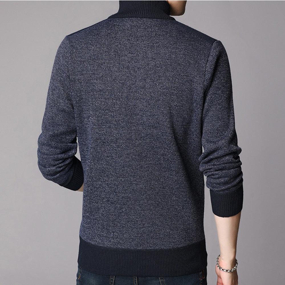 Men's Cashmere Sweater Clothes Spring Autumn  Winter Thick Warm Wool Pullover Men Casual Zipper Turtleneck Pull Homme MZM063