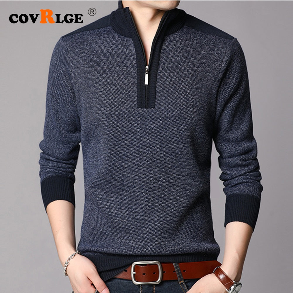 Men's Cashmere Sweater Clothes Spring Autumn  Winter Thick Warm Wool Pullover Men Casual Zipper Turtleneck Pull Homme MZM063