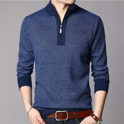 Men's Cashmere Sweater Clothes Spring Autumn  Winter Thick Warm Wool Pullover Men Casual Zipper Turtleneck Pull Homme MZM063
