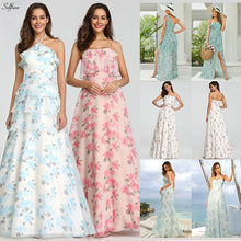 Load image into Gallery viewer, Casual Floral Printed Maxi Dress A Line Ruffles Spaghetti Straps Chiffon Women Dress Ladies Simple Beach Party Dress Vestidos
