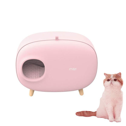 Cat Litter Box Semi-closed Design Luxury Cat Litter Box with Cat Litter Scoop for Cats Dog  Easy to Clean Pet Toilet Litter Tray
