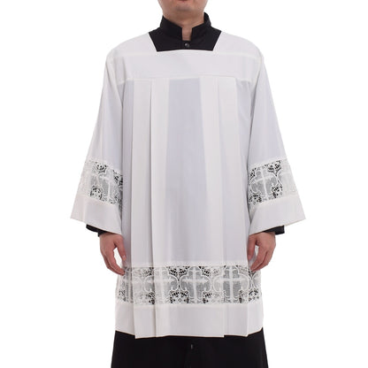 Catholic Church Mass Surplice Liturgical Cotta Vestment Square Neck Latin Cross Robe