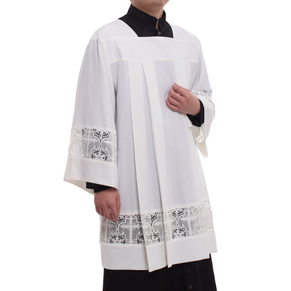 Catholic Church Mass Surplice Liturgical Cotta Vestment Square Neck Latin Cross Robe