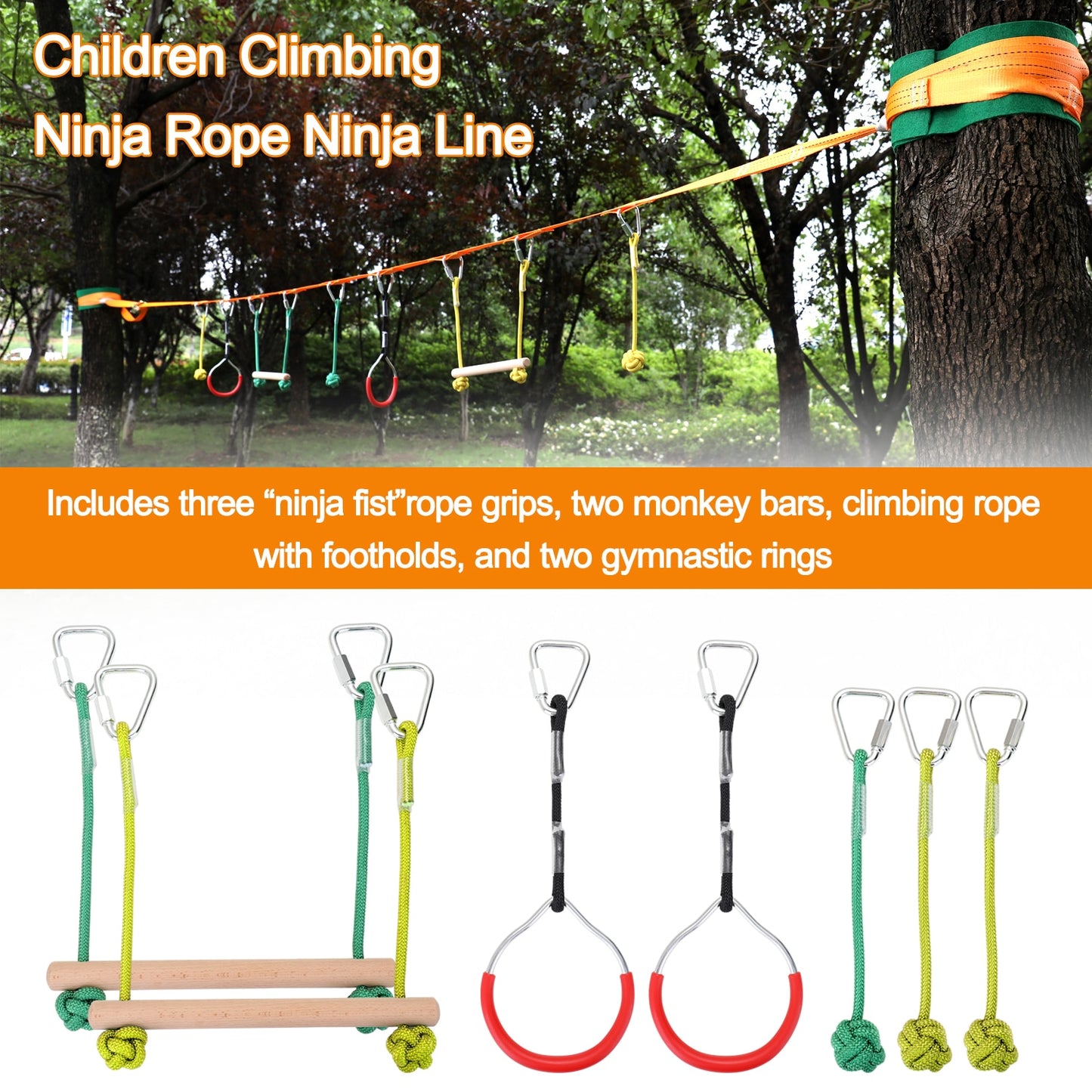 Children Climbing Ninja Rope Ninja Line Obstacle Training Equipment Kids Fun Slack Line Outdoor Children's Sports Equipment