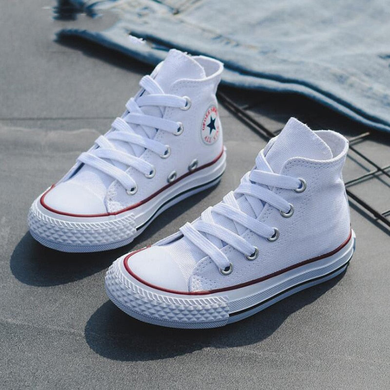 Unisex Children's High-top Canvas Girls or Boys Quality Fabric School Shoes Fashion Candy Color Sneakers Spring Autumn Outside Travel Canvas