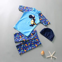 Load image into Gallery viewer, Children Swimwear 3pcs Swimsuit Boys Kids Swimming Hat Short Sleeve  Pants bathSuit Swim Beach Wear
