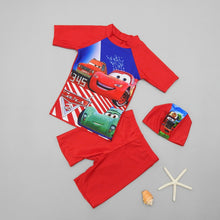 Load image into Gallery viewer, Children Swimwear 3pcs Swimsuit Boys Kids Swimming Hat Short Sleeve  Pants bathSuit Swim Beach Wear
