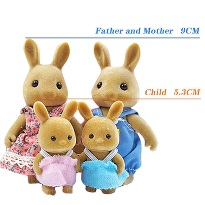 Children's Simulation Forest Animal Family 1:12 Dollhouse Furniture Cute Figure Miniature Rabbit Girl Little Critters Toys Gifts Stuffed Animal