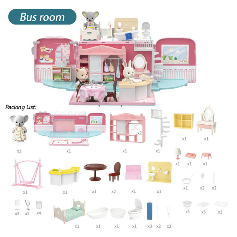 Children's Simulation Forest Animal Family 1:12 Dollhouse Furniture Cute Figure Miniature Rabbit Girl Little Critters Toys Gifts Stuffed Animal