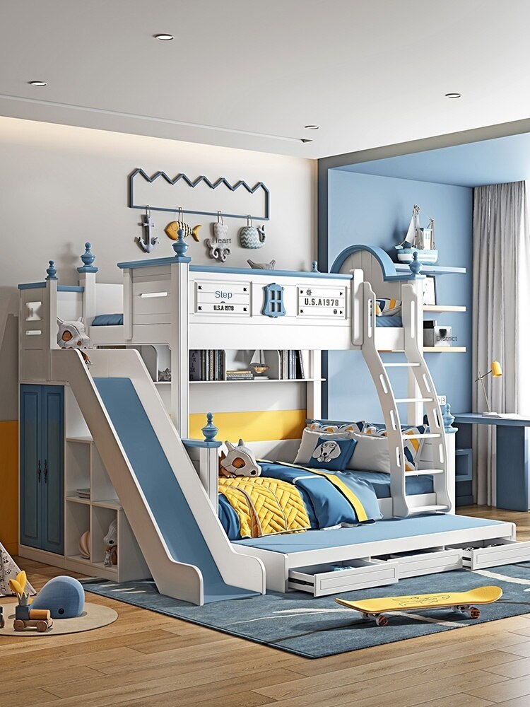 Children's bed out of bed boys mother bed slide up and down the American mother and child bed teen high and low bed bunk bed