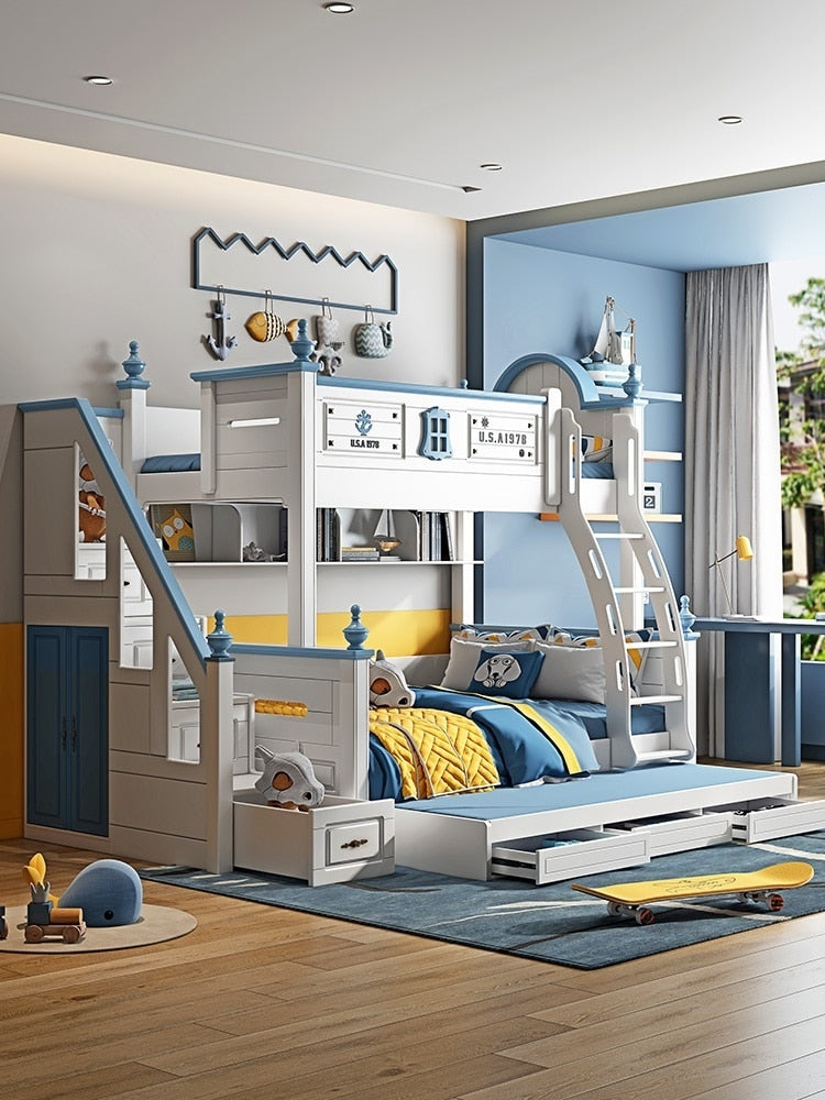 Children's bed out of bed boys mother bed slide up and down the American mother and child bed teen high and low bed bunk bed