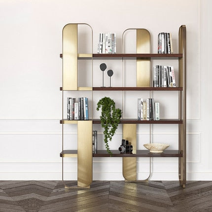 China modern creative design metal wooden bookshelf fashionable elegant shelf for studio study office