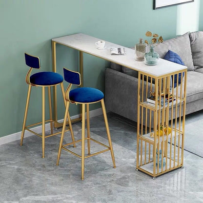 Modern minimalist home living room marble bar table against the wall high table and chair bar
