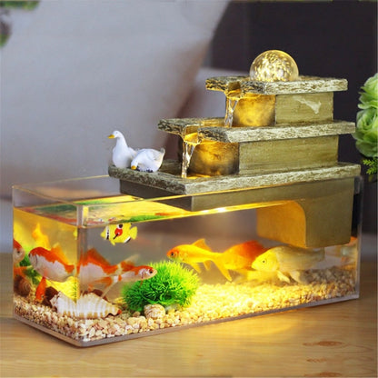 Christmas Gift Indoor Home Decoration Water Feature Rectangle Rolling Ball Fountain Waterfall Cascade Aquarium Fish Tank Kit