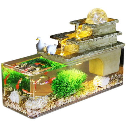 Christmas Gift Indoor Home Decoration Water Feature Rectangle Rolling Ball Fountain Waterfall Cascade Aquarium Fish Tank Kit