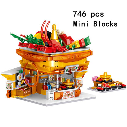 City Mini Blocks Street Retails Bread Shop Cake Candies Set Model Building Kit Kids Toys Architecture Ice Cream Store Miniature