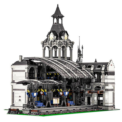 City Street View Scene Modular Architecture Train Station Building Blocks MOC Construction Model Bricks Kids DIY Toys Christmas Gifts