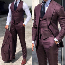 Load image into Gallery viewer, Classy Wedding Tuxedo Suits Slim Fit Bridegroom Men&#39;s 3 Pieces Groomsmen Suit Male Cheap Formal Business  (Jacket+Vest+Pants）
