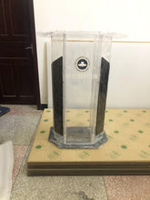 将图片加载到图库查看器，Clear Plexiglass Podium, Acrylic Wood Lectern, Church Podium
