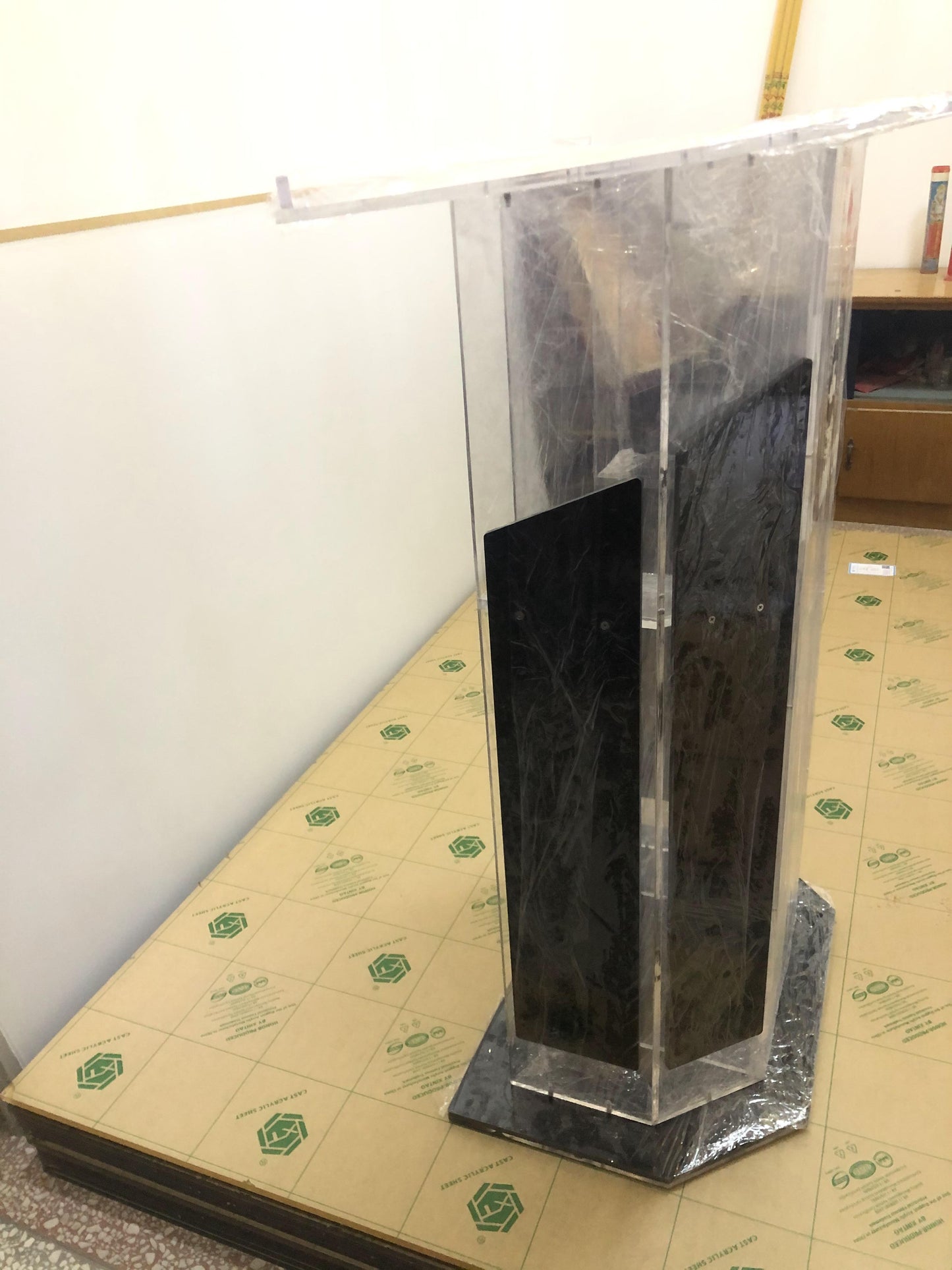 Clear Plexiglass Podium, Acrylic Wood Lectern, Church Podium