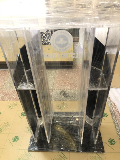 Clear Plexiglass Podium, Acrylic Wood Lectern, Church Podium