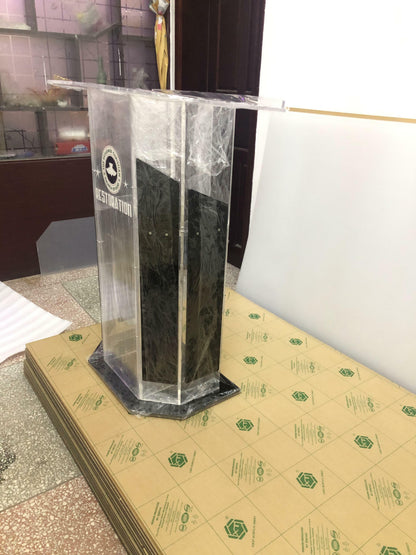 Clear Plexiglass Podium, Acrylic Wood Lectern, Church Podium