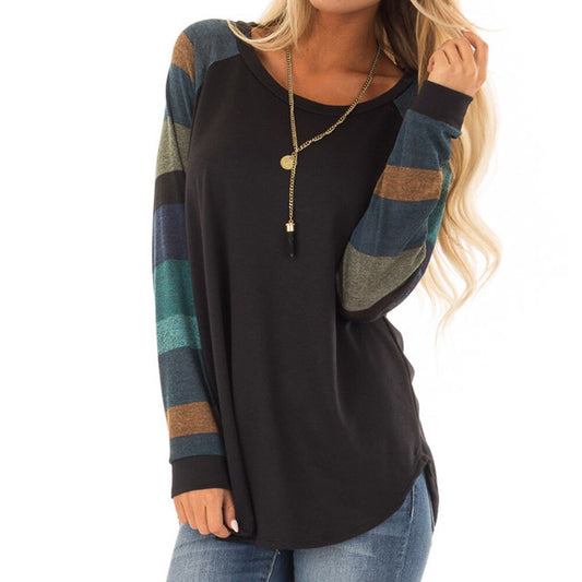 Coat 2019 Women's Striped Sleeve Sweater Casual Ladies Loose Long Sleeve Moletom Top Blouse  For Women Clothes