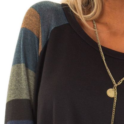 Coat 2019 Women's Striped Sleeve Sweater Casual Ladies Loose Long Sleeve Moletom Top Blouse  For Women Clothes