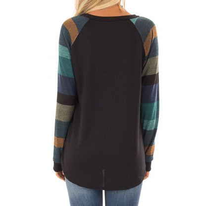 Coat 2019 Women's Striped Sleeve Sweater Casual Ladies Loose Long Sleeve Moletom Top Blouse  For Women Clothes