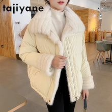 Charger l&#39;image dans la galerie, Coats Jackets and Women White Goose Down Coat Woman Natural Mink Fur Collar Parkas Clothes Luxury Abrigo Mujer TN1119
