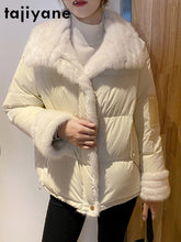 Load image into Gallery viewer, Coats Jackets and Women White Goose Down Coat Woman Natural Mink Fur Collar Parkas Clothes Luxury Abrigo Mujer TN1119
