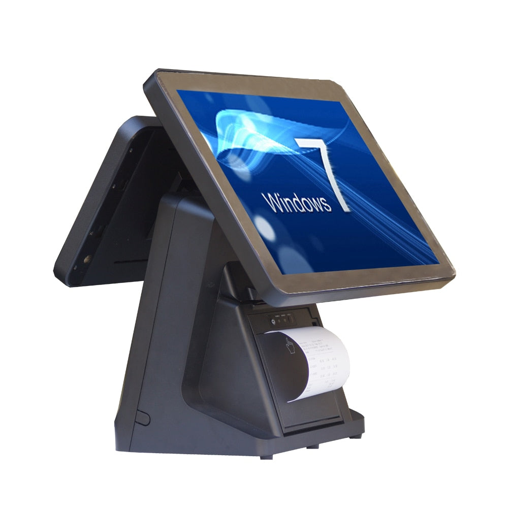 ComPOSxb dual screen 15 inch capacitive touch screen+12 inch lcd pos terminal with 80mm built-in thermal printer for restaurant