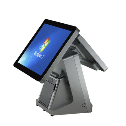 ComPOSxb dual screen 15 inch capacitive touch screen+12 inch lcd pos terminal with 80mm built-in thermal printer for restaurant