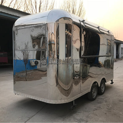 Concession Airstream Pizza Kitchen Waffle House Halal Carts Gelato Beer Bar Food Truck Trailer Steel Exterior