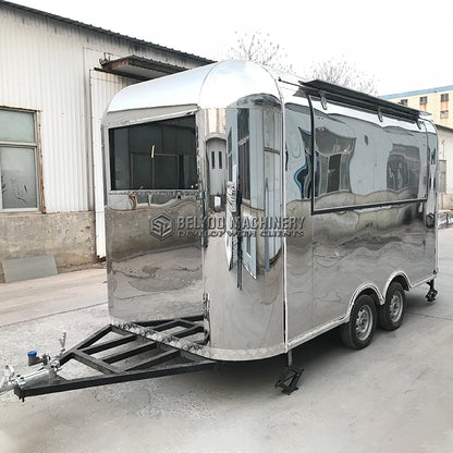 Concession Airstream Pizza Kitchen Waffle House Halal Carts Gelato Beer Bar Food Truck Trailer Steel Exterior