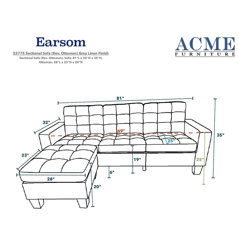 Convertible Sectional Sofa Couch Fabric L-Shaped Couch Living Room Furniture Corner Sofa Set