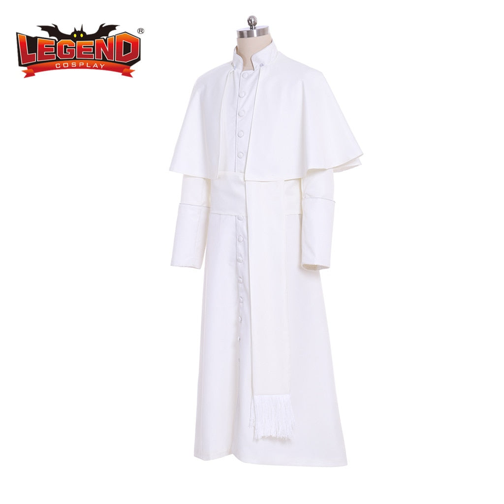 Cosplay Legend Clergy White Robe Cassock Clergyman Vestments Priest Robe Pastor Minister Cassock Custom Made H001