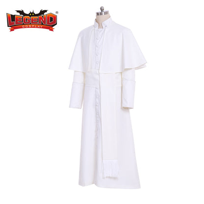 Cosplay Legend Clergy White Robe Cassock Clergyman Vestments Priest Robe Pastor Minister Cassock Custom Made H001