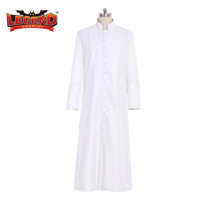 Cosplay Legend Clergy White Robe Cassock Clergyman Vestments Priest Robe Pastor Minister Cassock Custom Made H001