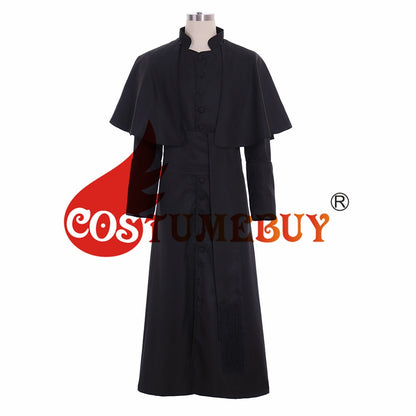 CostumeBuy Priest Cassock Robe Roman Clergyman White Black Robe Gown Ritual Robe Gothic Wizard Vestments Costume L920