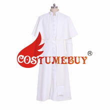 Load image into Gallery viewer, CostumeBuy Priest Cassock Robe Roman Clergyman White Black Robe Gown Ritual Robe Gothic Wizard Vestments Costume L920
