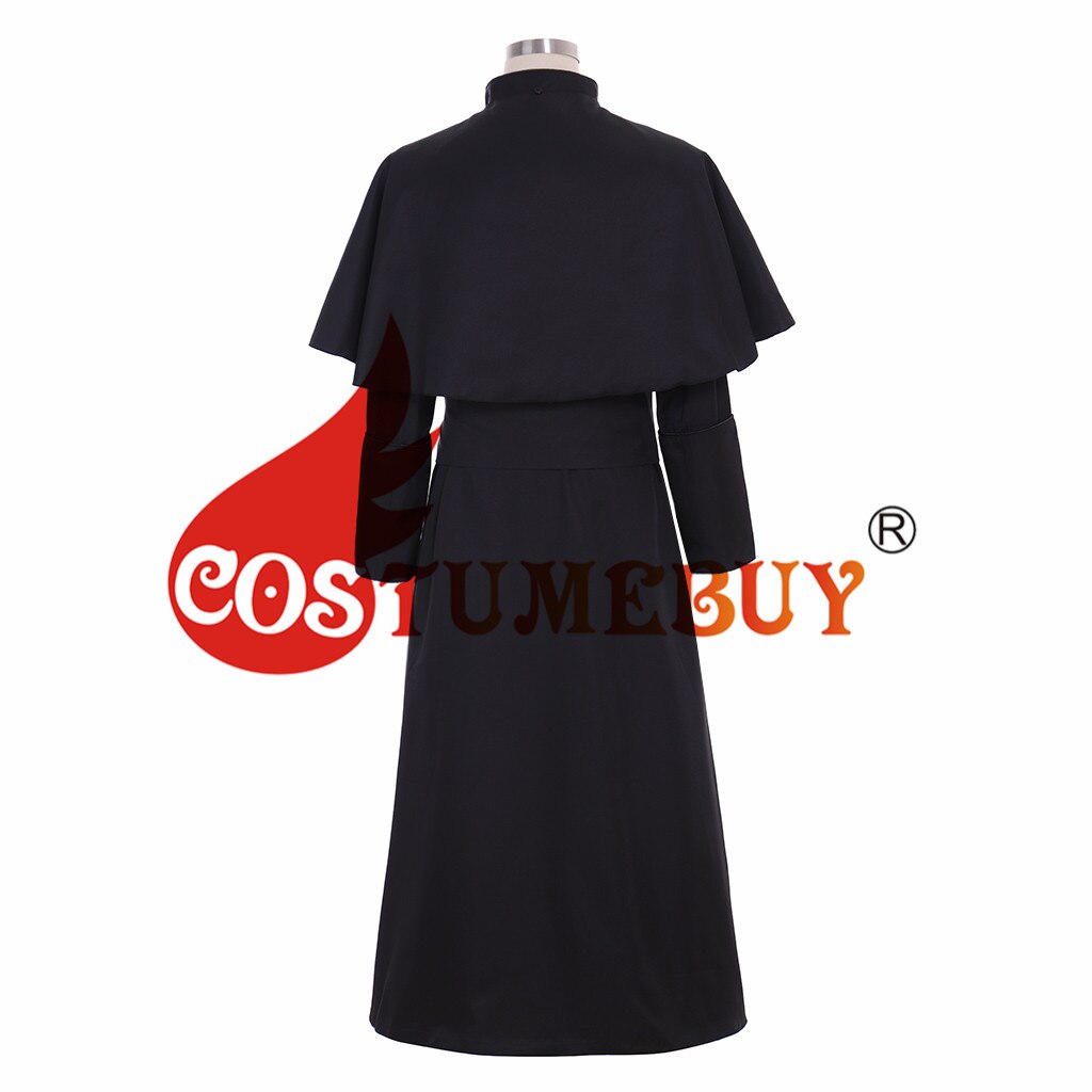 CostumeBuy Priest Cassock Robe Roman Clergyman White Black Robe Gown Ritual Robe Gothic Wizard Vestments Costume L920