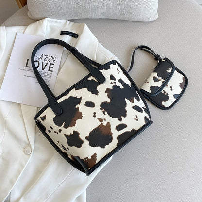 Cow Pattern Vegetable Basket Portable Shopping Bag Luxury Handbags Women Bags Designer  Bags for Women 2020 Crossbody Bag