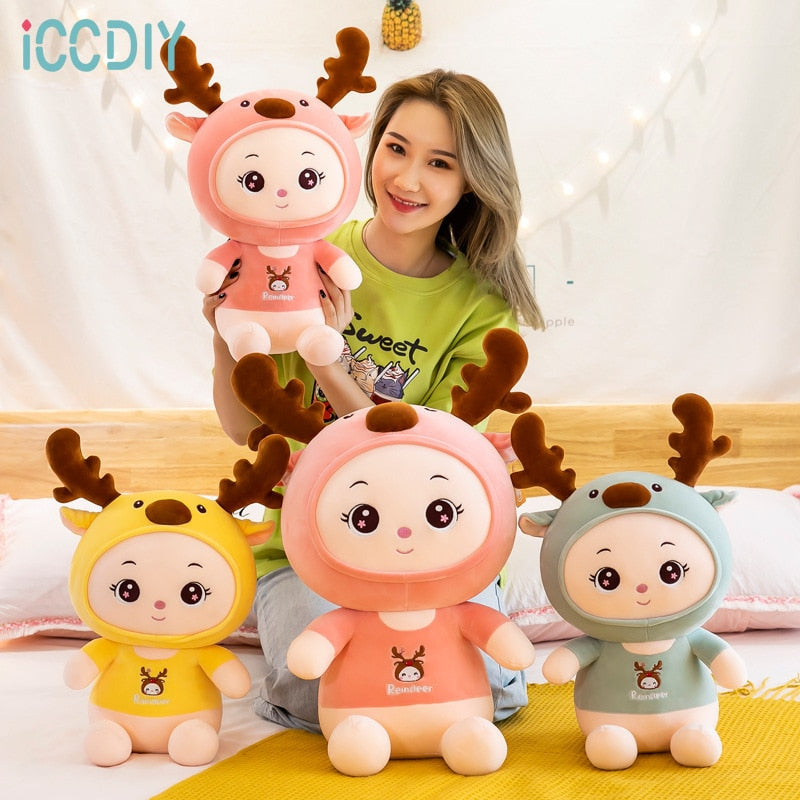 Creative animation surrounding transformation deer doll plush toy deer doll pillow girl birthday gift