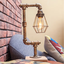 Charger l&#39;image dans la galerie, Creative decorative table lamp American industrial style retro personality cafe bar pipe iron adjustable desk lamp LED lighting
